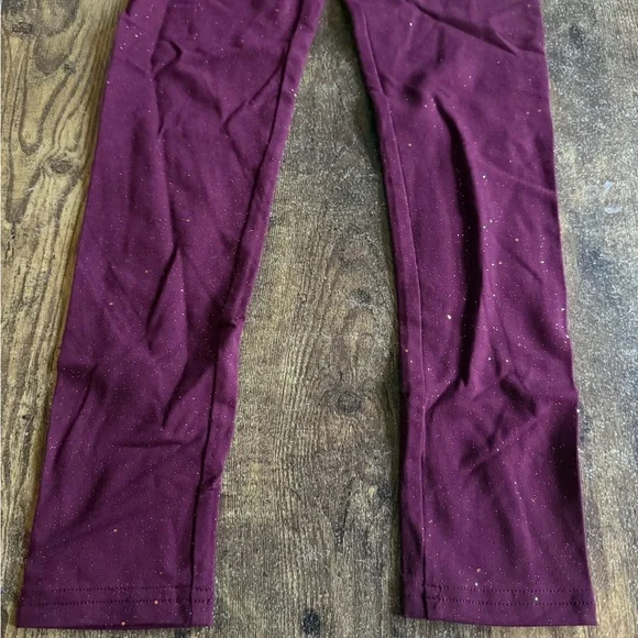 New Justice Burgundy Glitter Full Length Leggings Girls 10 NWT - Picture 2 of 6